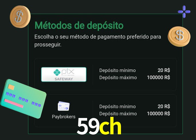 O cassino 59ch oferece uma grande variedade de métodos de pagamento